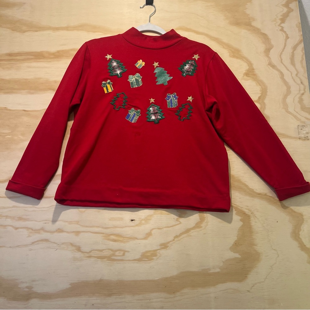 WOMEN'S HOLIDAY TIME RED VINTAGE CHRISTMAS SHIRT LONG-SLEEVE SIZE small